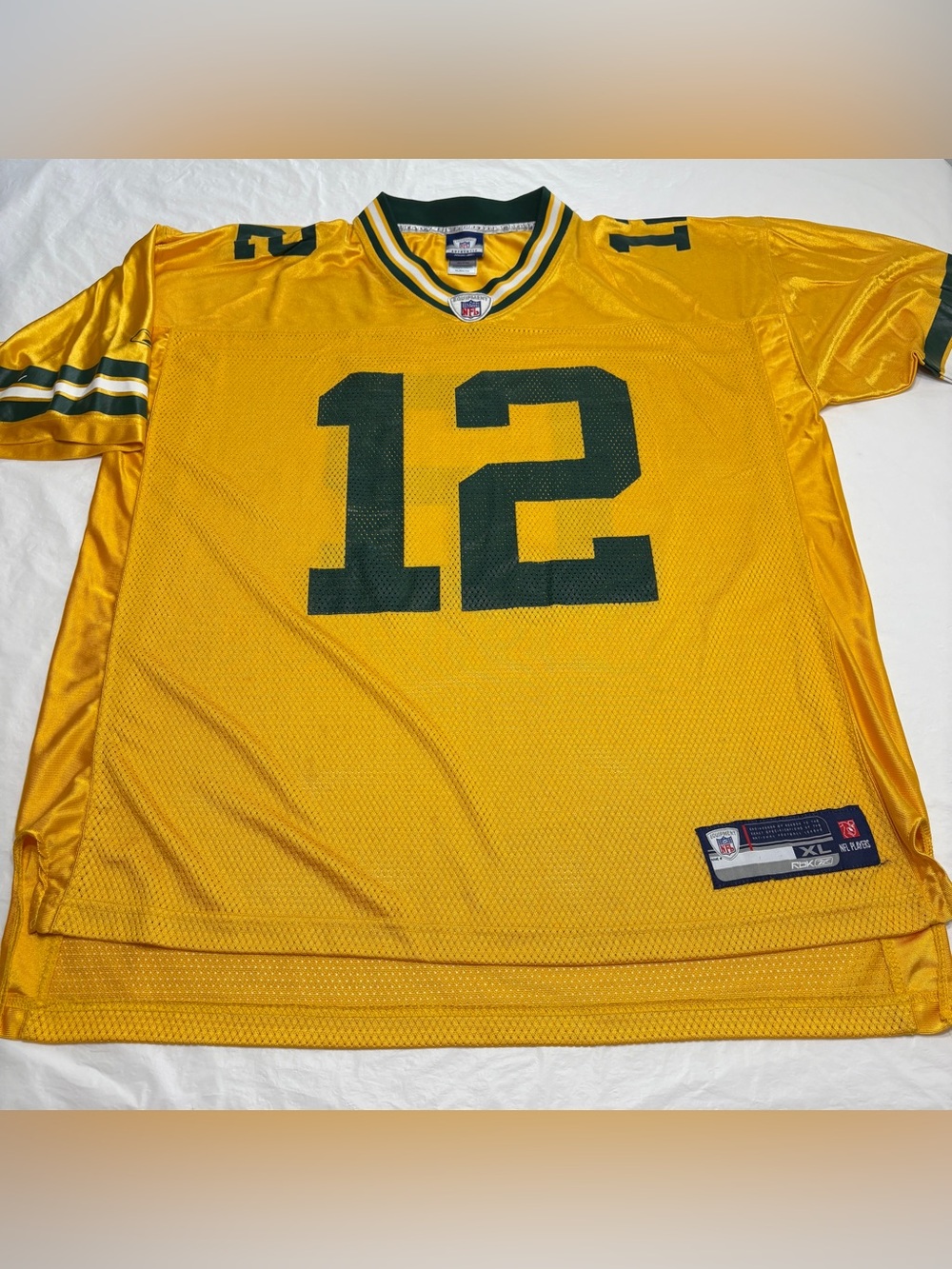 Rare Reebok Jersey Aaron Rodgers #12 Green Bay Packers XL Yellow Football NFL